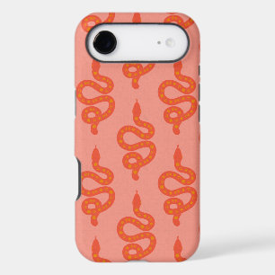 Folk Art Textured Grungy Witchy Snake orange pink