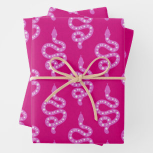 Folk Art Textured Grungy Witchy Snake pinks Wrapping Paper Sheet