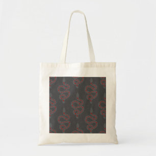 Folk Art Textured Grungy Witchy Snake red grey Tote Bag