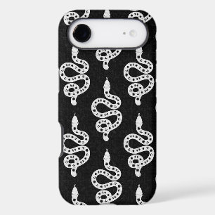 Folk Art Textured Grungy Witchy Snake white black