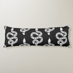 Folk Art Textured Grungy Witchy Snake white black Body Cushion