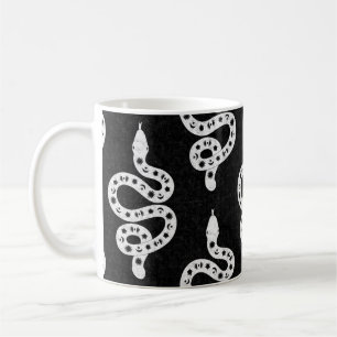 Folk Art Textured Grungy Witchy Snake white black Coffee Mug