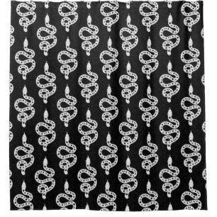 Folk Art Textured Grungy Witchy Snake white black Shower Curtain