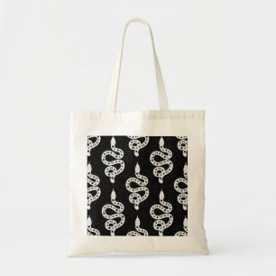 Folk Art Textured Grungy Witchy Snake white black Tote Bag