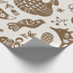 Folk Art Thanksgiving Forest Wrapping Paper