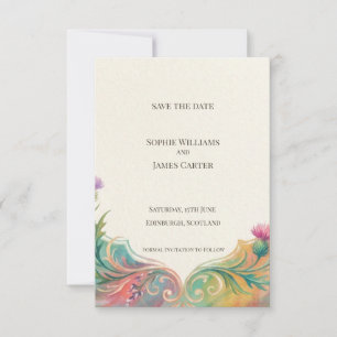 Folk Art Thistle Save the Date Card