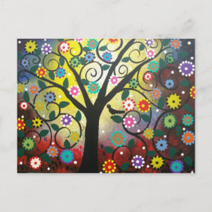FOLK ART Tree Of Colours BY LORI EVERETT postcard