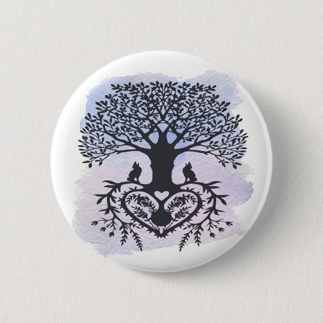 Folk Art Tree of Life 6 Cm Round Badge (Front)