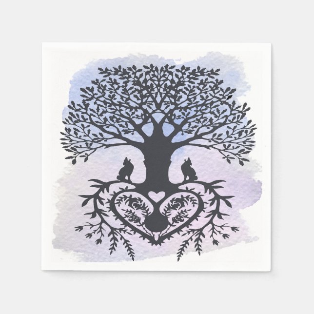Folk Art Tree of Life Napkin (Front)