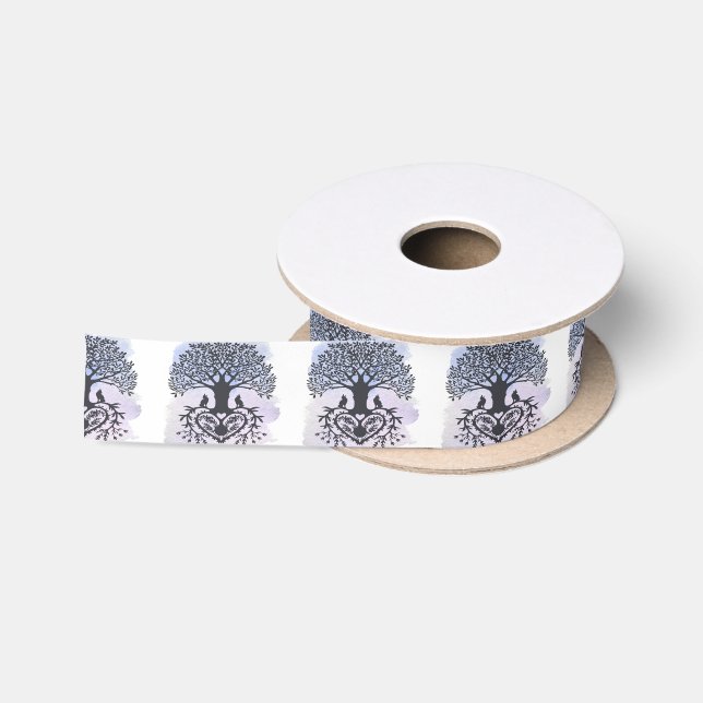 Folk Art Tree of Life Satin Ribbon (Spool)