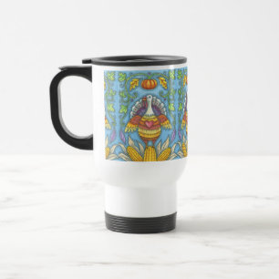 FOLK ART TURKEY, THANKSGIVING COMMUTER TRAVEL  MUG