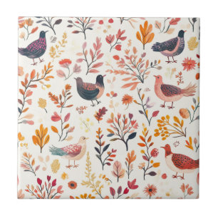 Folk Art Turkeys – Nature Inspired Autumn 2 Tile