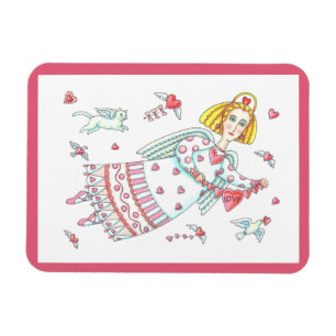 FOLK ART VALENTINE ANGEL MAGNET *Customise
