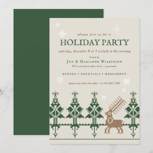 Folk Art Winter Forest   Holiday Open House Invitation