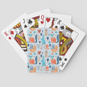 Folk Art Woodland Animal Pattern Playing Cards