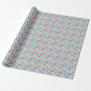 Folk Art Woodland Animal Pattern Wrapping Paper