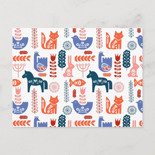 Folk Art Woodland Animal Postcard (Front)