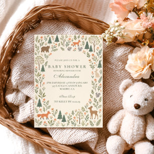 Folk Art Woodland Baby Shower Invitation