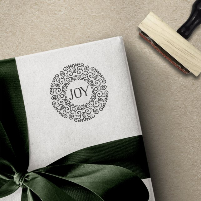 Folk Art Wreath | Holiday Joy Rubber Stamp (Creator Uploaded)