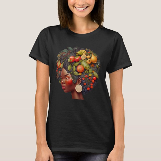 Folk Black Health Fruitful Sista African American  T-Shirt (Front)