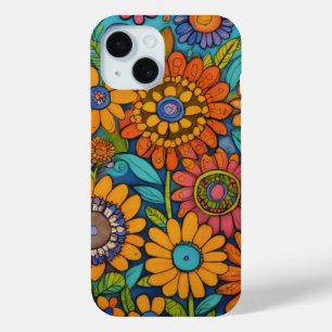Folk Bloom Harmony Art iPhone 15 Case