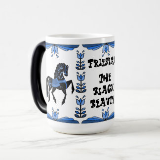 Folk blue/black stallion, Friesian horse Magic Mug