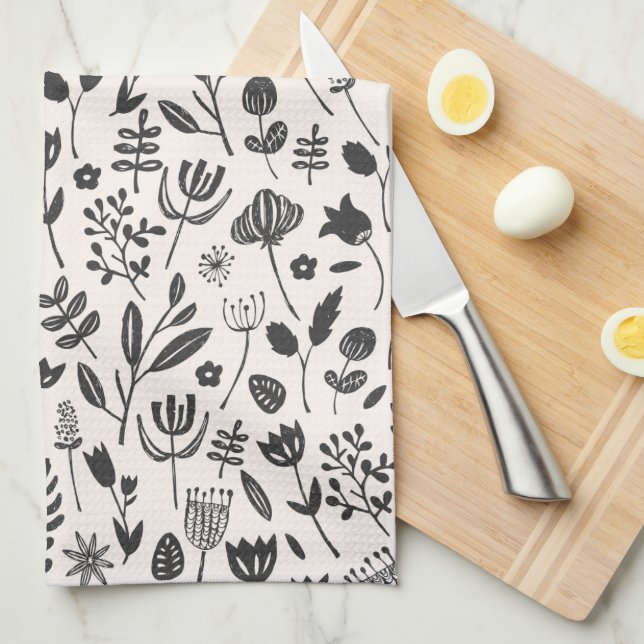 Folk Botanical Print Tea Towel (Quarter Fold)