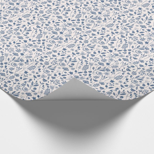 Folk Botanical Print Wrapping Paper (Corner)