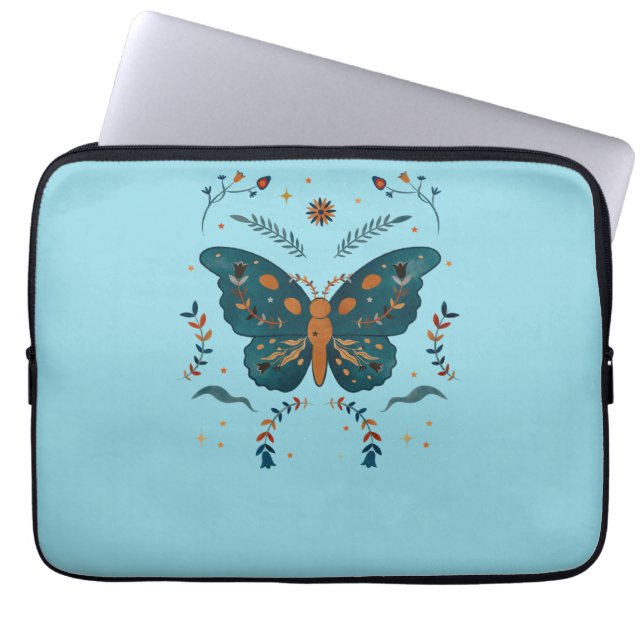 Folk Butterfly Slim Laptop Sleeve (Front)