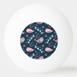 Folk Chickens: Watercolor Seamless Pattern. Ping Pong Ball
