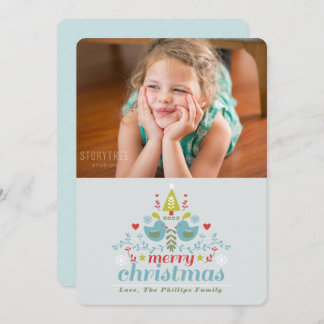 Folk Christmas Cheer Photo Holiday Card