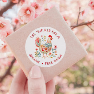 Folk Colourful Farm Fresh Eggs Classic Round Sticker