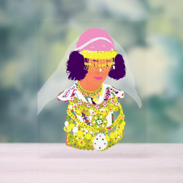 Folk Costume-Inspired Acrylic Art Sign (Neutral)