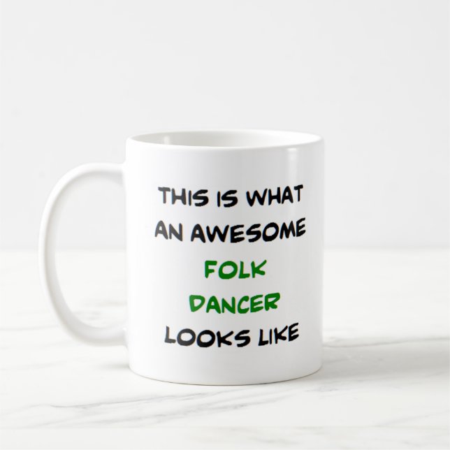 folk dancer, awesome coffee mug (Left)