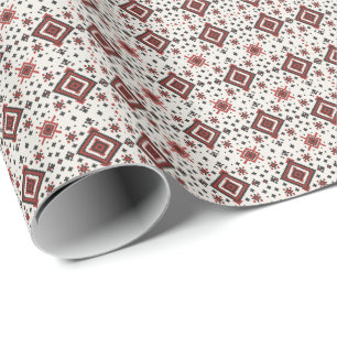 Folk Diamond Cross Stitch Seamless Pattern Wrapping Paper