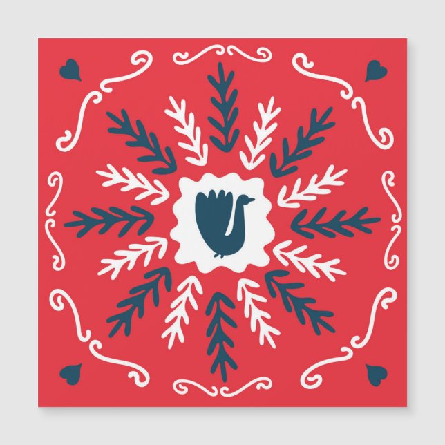 Folk Doodle Art Christmas Tile (Front)