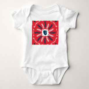 Folk Doodle Art Christmas Tile Baby Bodysuit