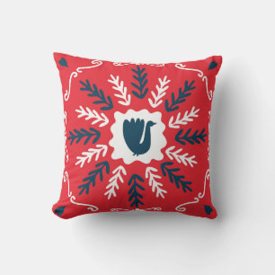 Folk Doodle Art Christmas Tile Cushion