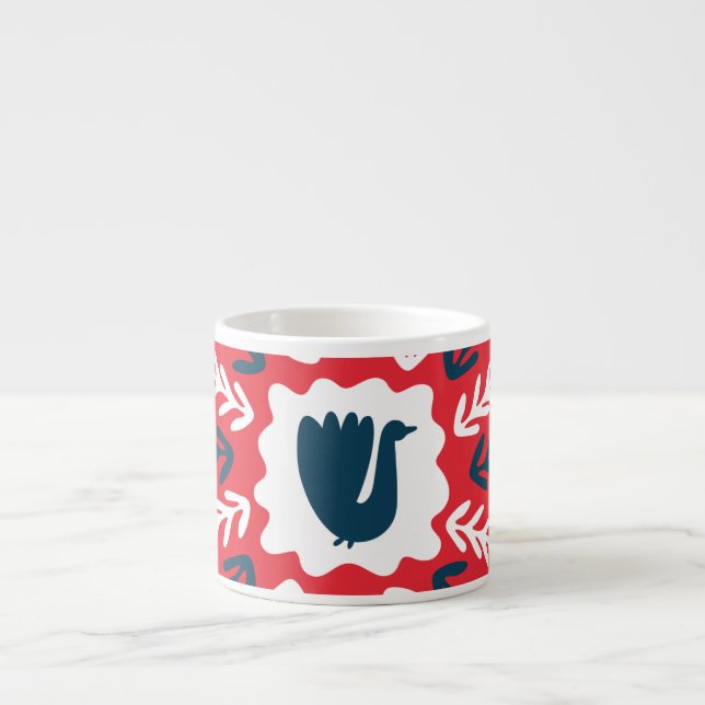 Folk Doodle Art Christmas Tile Espresso Cup (Front)