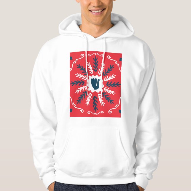 Folk Doodle Art Christmas Tile Hoodie (Front)