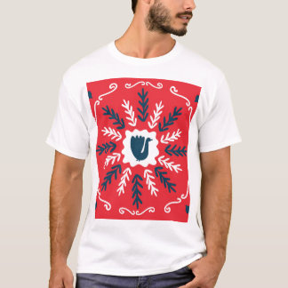 Folk Doodle Art Christmas Tile T-Shirt