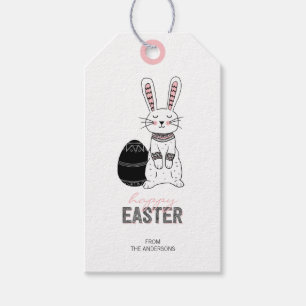 Folk Easter Bunny Rabbit Gift Tag