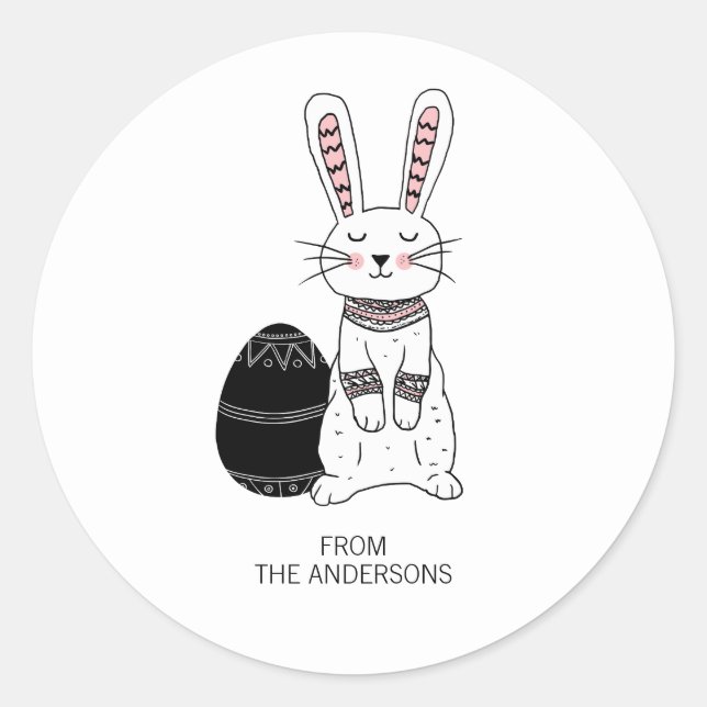 Folk Easter Bunny Rabbit Sticker (Front)