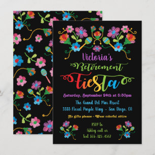 Folk Embroidery Mexican Fiesta Retirement Party Invitation