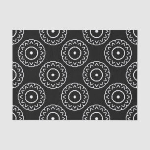Folk Ethnic Black and White Geometric Pattern Tissue Paper