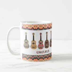Folk Ethnic Geometric Pattern Ukulele Mug