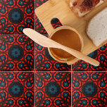 Folk Ethnic Red Black Blue Floral Pattern Tile<br><div class="desc">Introducing an exceptional decorative ceramic tile design that is bound to captivate your gaze. This one-of-a-kind creation showcases a vibrant and intricate pattern adorned with enchanting floral motifs inspired by folk traditions, evoking a sense of ethnic allure. The rich colour palette blends shades of red, black, and blue harmoniously, bringing...</div>