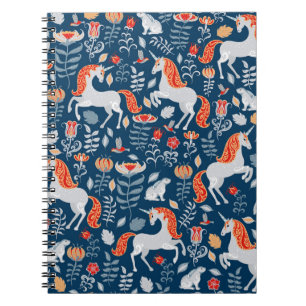 Folk Fantasy: Unicorns, Rabbits, Birds Notebook
