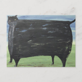Folk Fat Cat Postcard