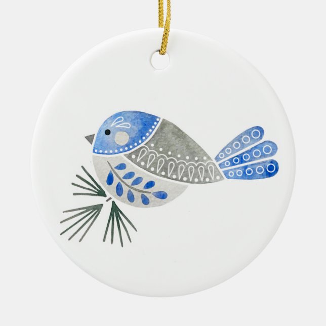 Folk Flock Chickadee Ornament (Front)